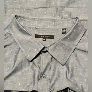 Synrgy Men's Patterned (Gray) Short Sleeve ButtonUp (4XL)